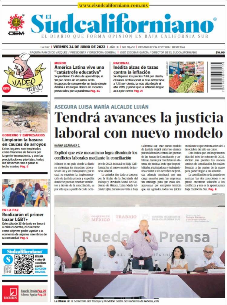 Portada de El Sudcaliforniano (M&eacute;xico)