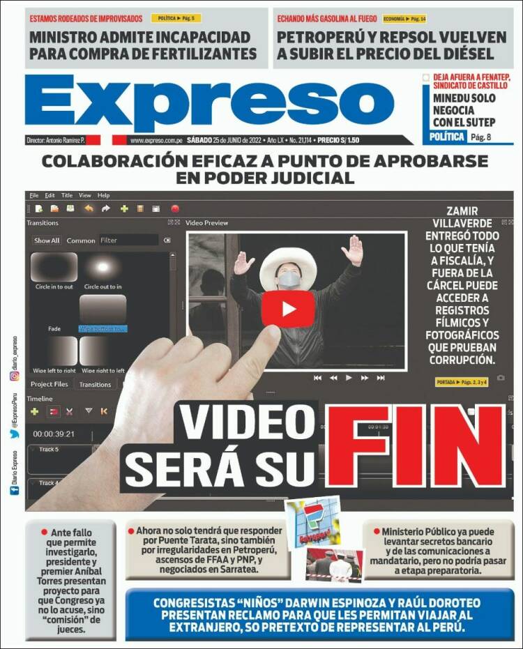 Portada de Expreso (Per&uacute;)