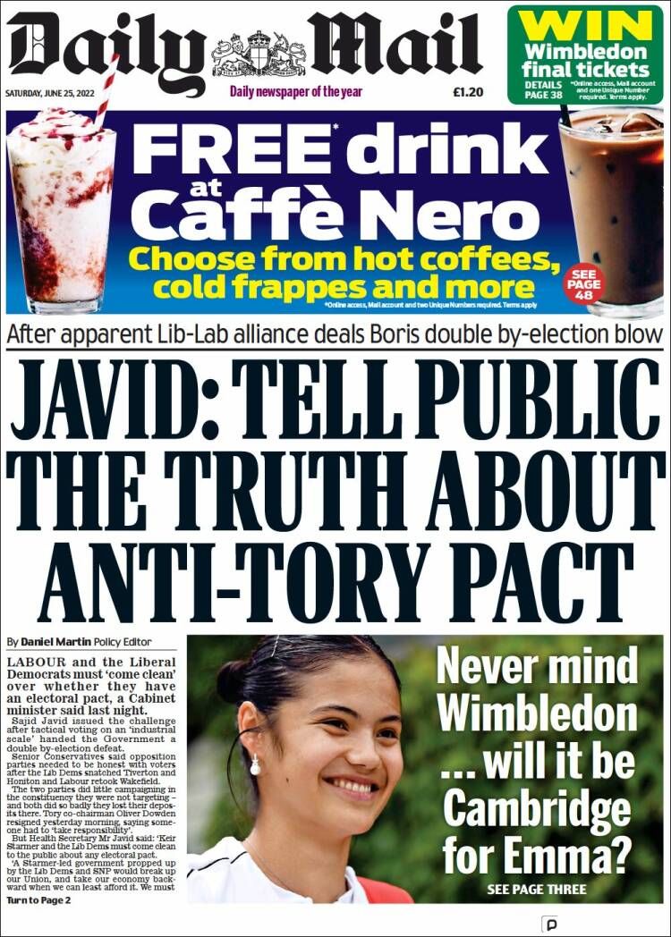 Portada de Daily Mail (Reino Unido)