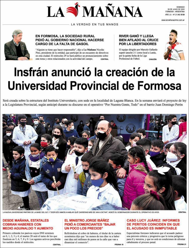 Portada de Diario La Mañana (Argentina)