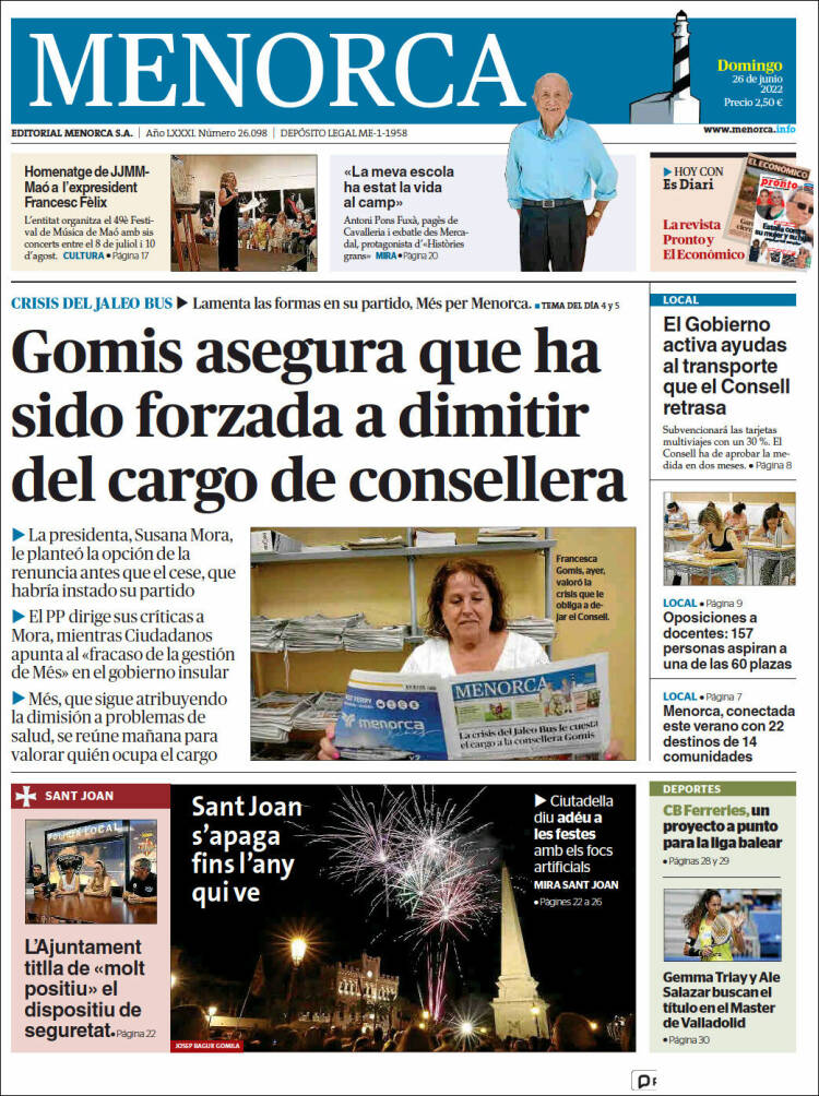 Portada de Menorca - Diario Insular (Spain)