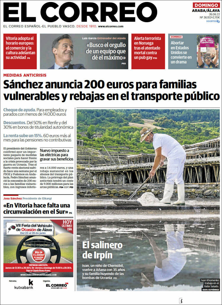 Portada de El Correo - Álava (Spain)