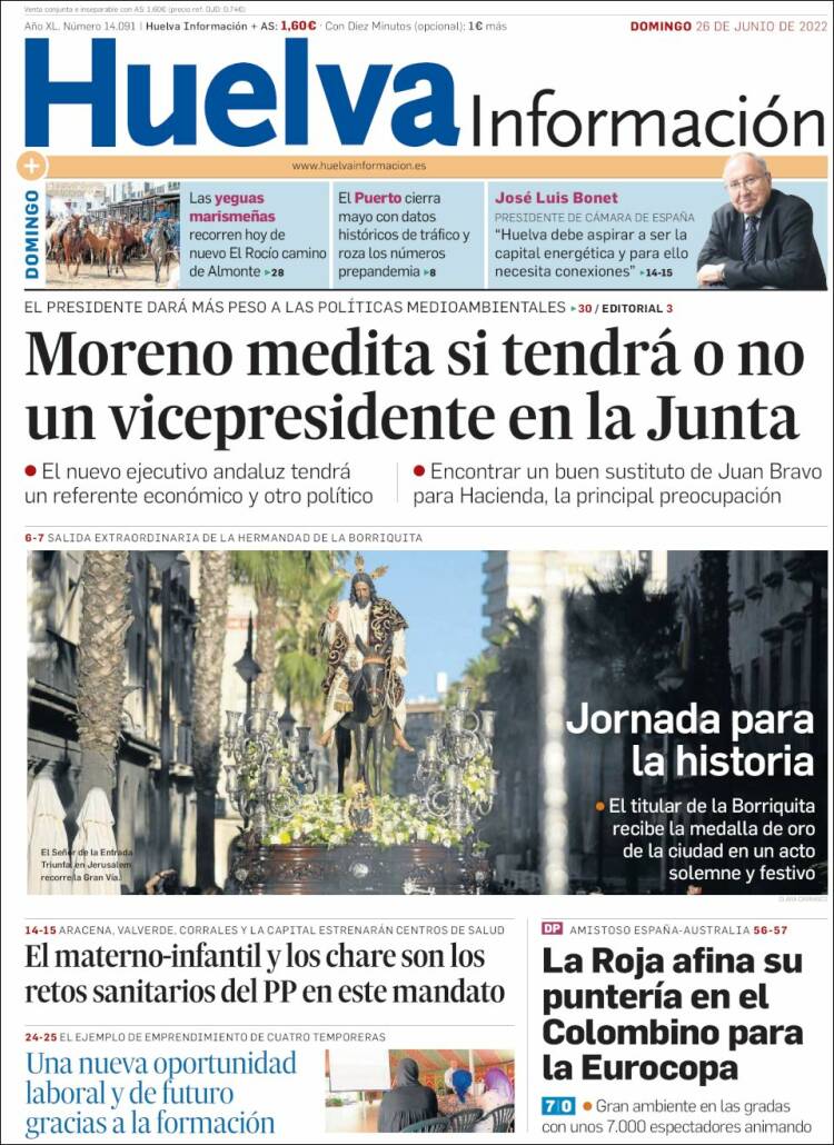 Portada de Huelva Información (España)