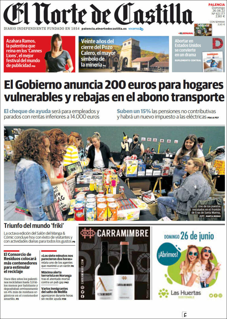 Portada de Norte de Castilla - Palencia (Spain)