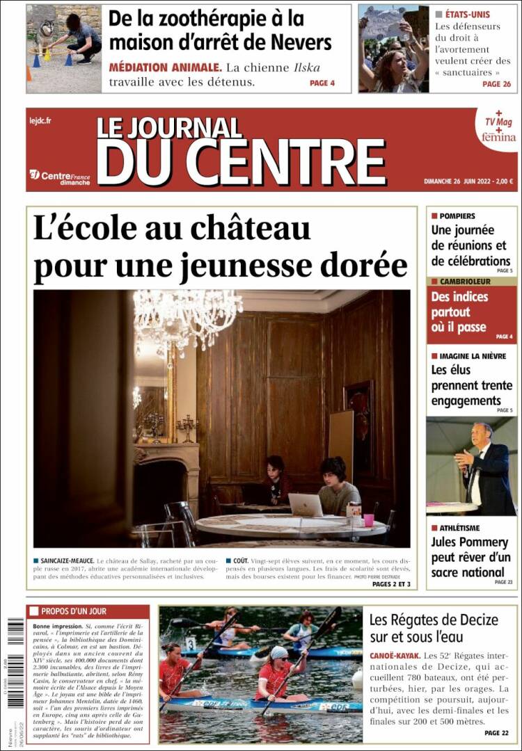 Portada de Le Journal du Centre (France)