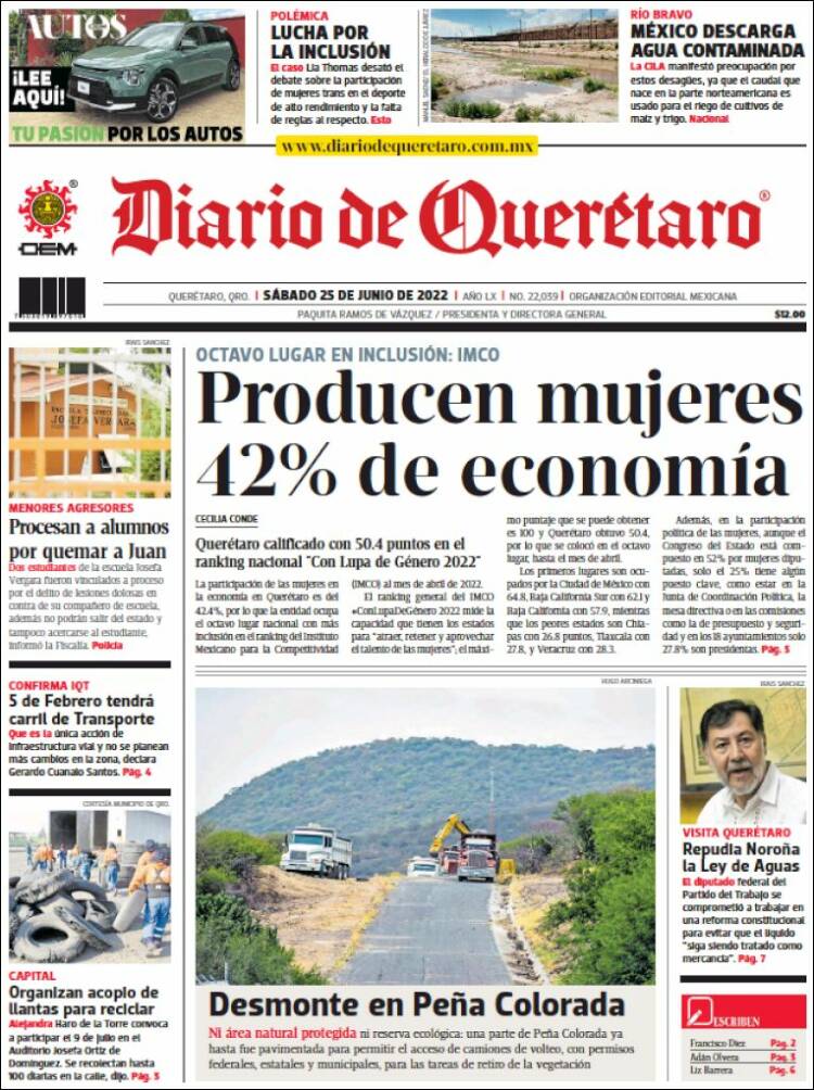 Portada de Diario de Querétaro (México)