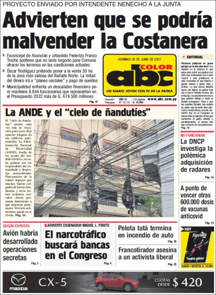Portada de ABC Color (Paraguay)