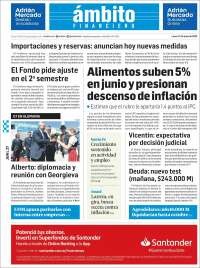 Portada de Diario Ambito Financiero (Argentina)