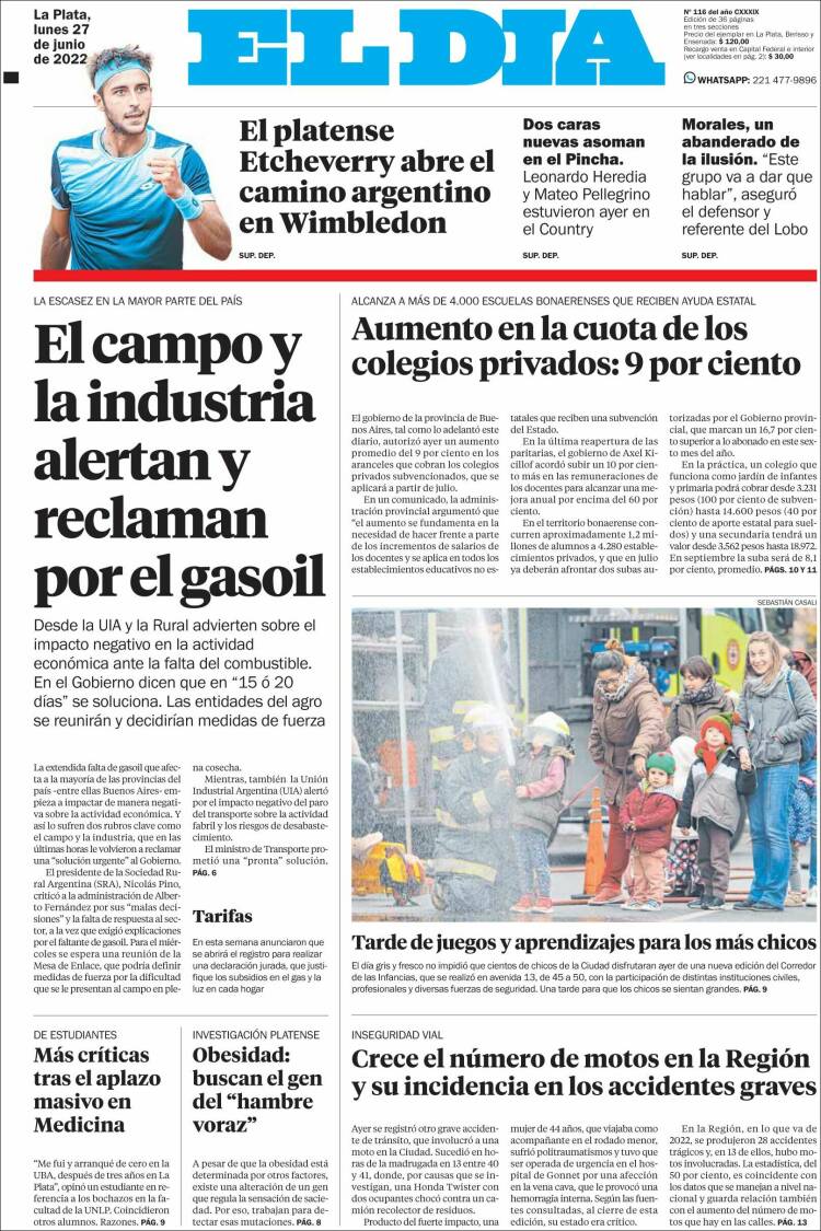 Portada de El Día de la Plata (Argentina)