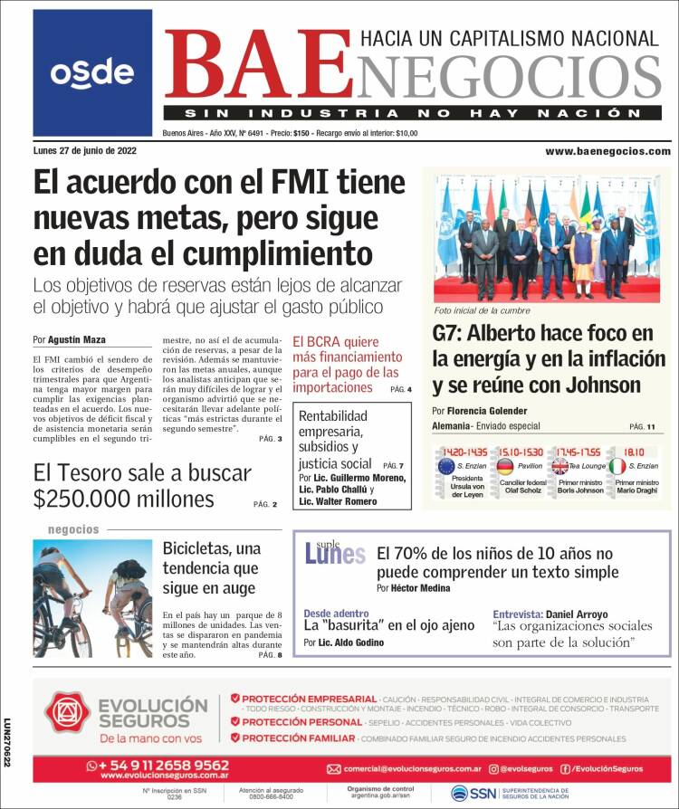 Portada de Buenos Aires Económico (Argentina)