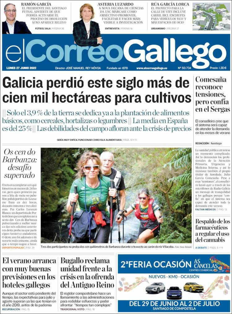 Portada de El Correo Gallego (Espagne)