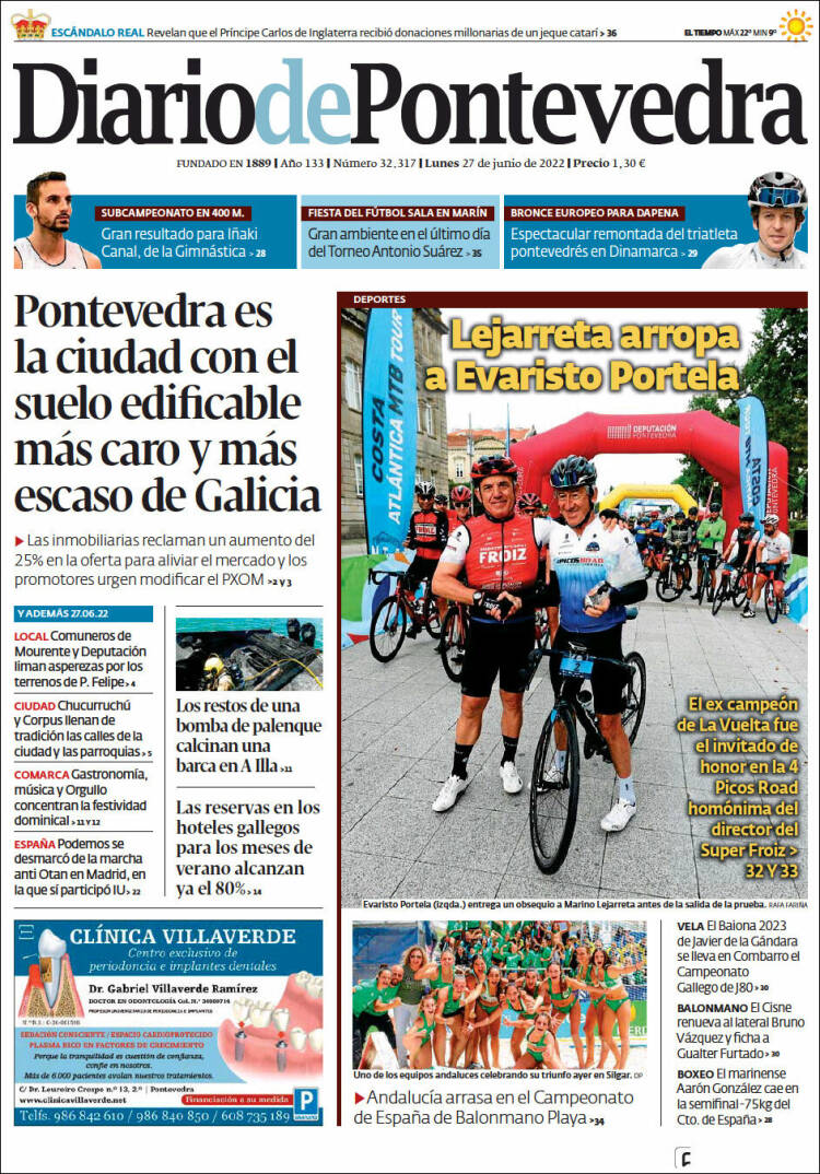 Portada de Diario de Pontevedra (Espagne)