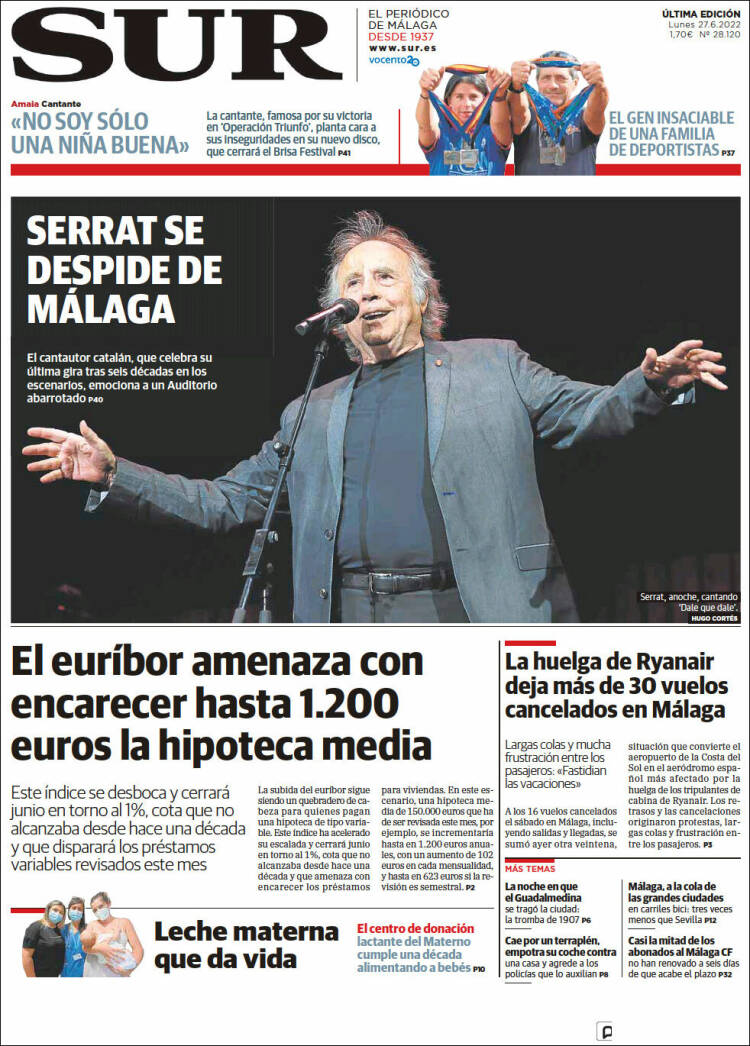 Portada de Diario el Sur (Espagne)