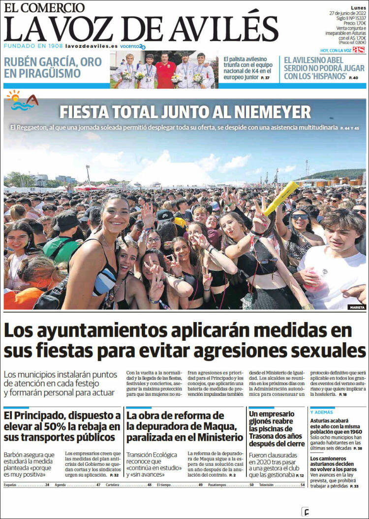 Portada de El Comercio - Avilés (Espagne)