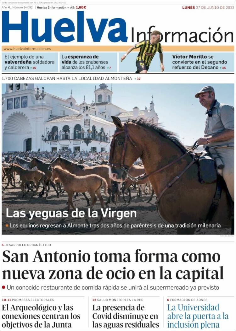 Portada de Huelva Información (Espagne)