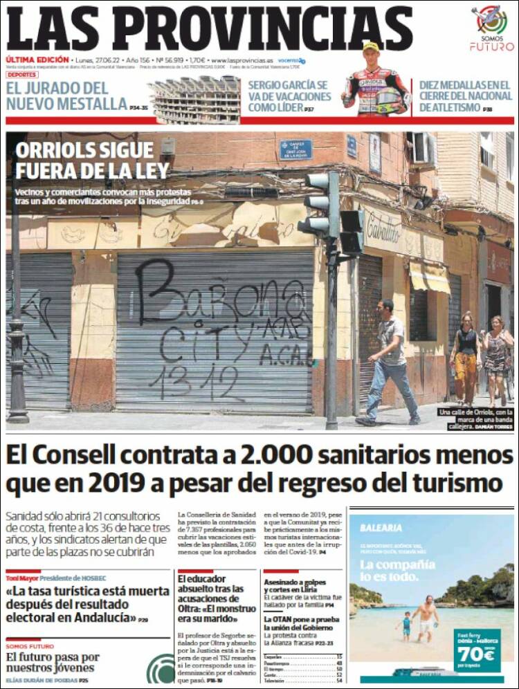 Portada de Las Provincias (Espagne)
