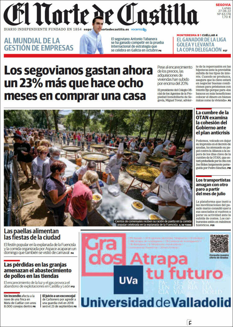 Portada de Norte de Castilla - Segovia (Espagne)