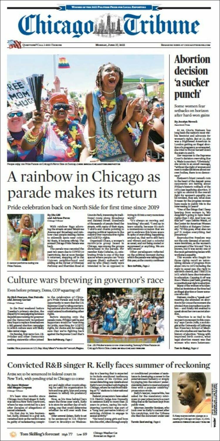 Portada de Chicago Tribune (USA)