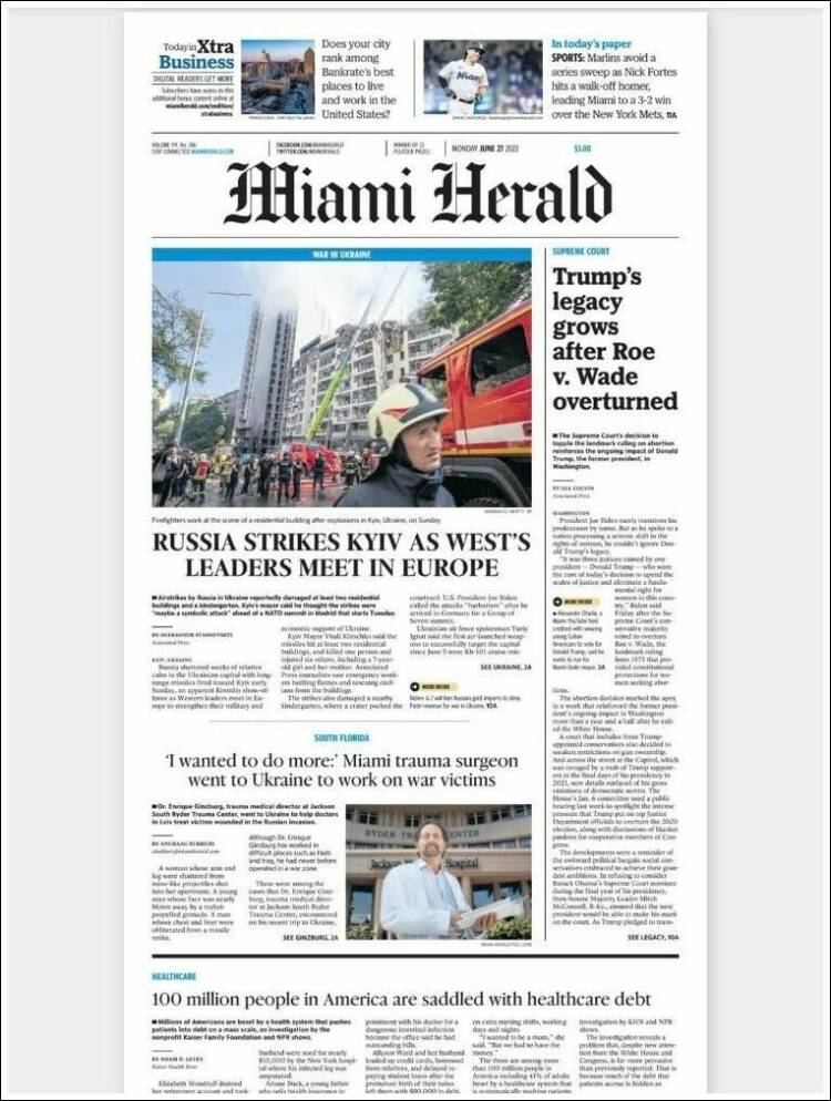 Portada de Miami Herald (USA)