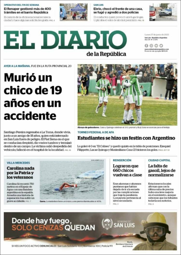 Portada de Diario de la República (Argentina)