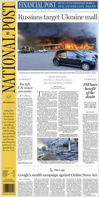 Portada de The National Post (Canadá)