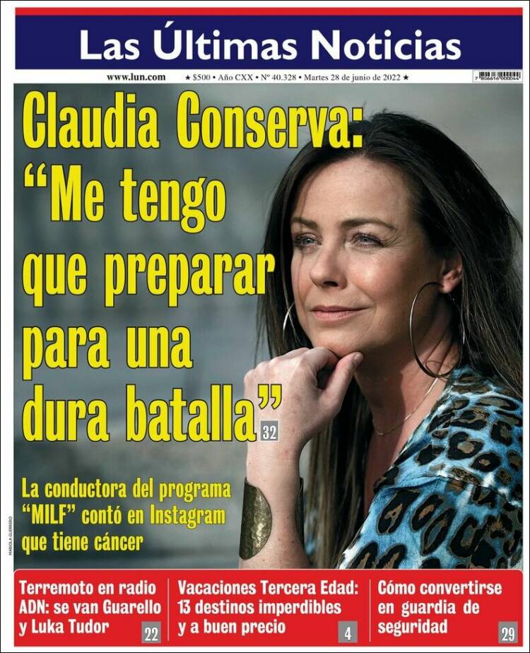 Portada de Las Últimas Noticias (Chile)