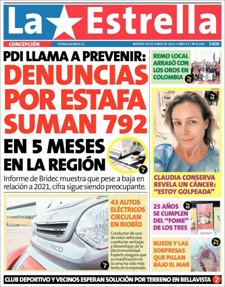 Portada de La Estrella de Concepción (Chile)