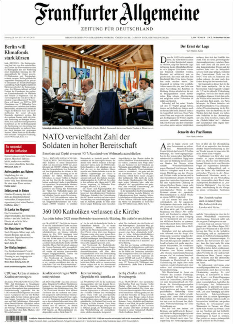 Portada de Frankfurter Allgemeine (Alemania)