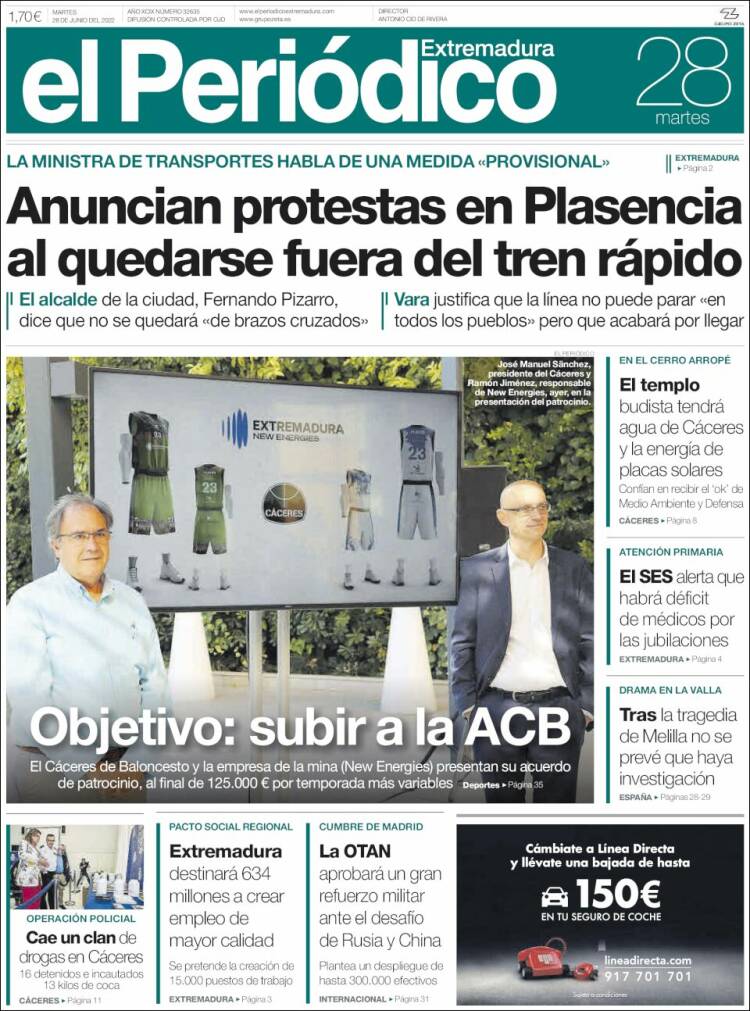 Portada de El Periódico de Extremadura (Espa&ntilde;a)