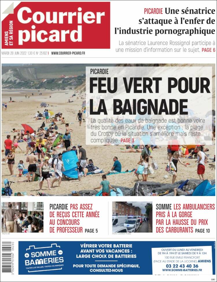 Portada de Courrier Picard (Francia)