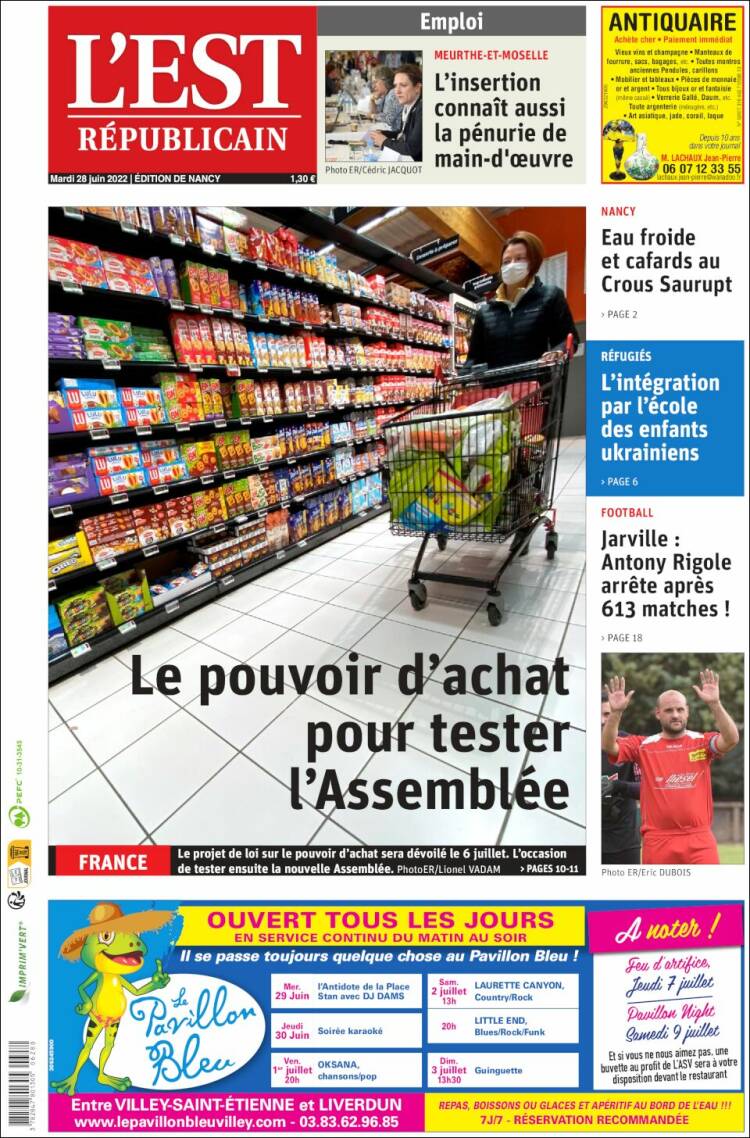 Portada de L'Est Republicain (Francia)