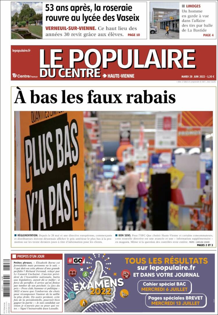 Portada de Le Populaire du Centre (Francia)