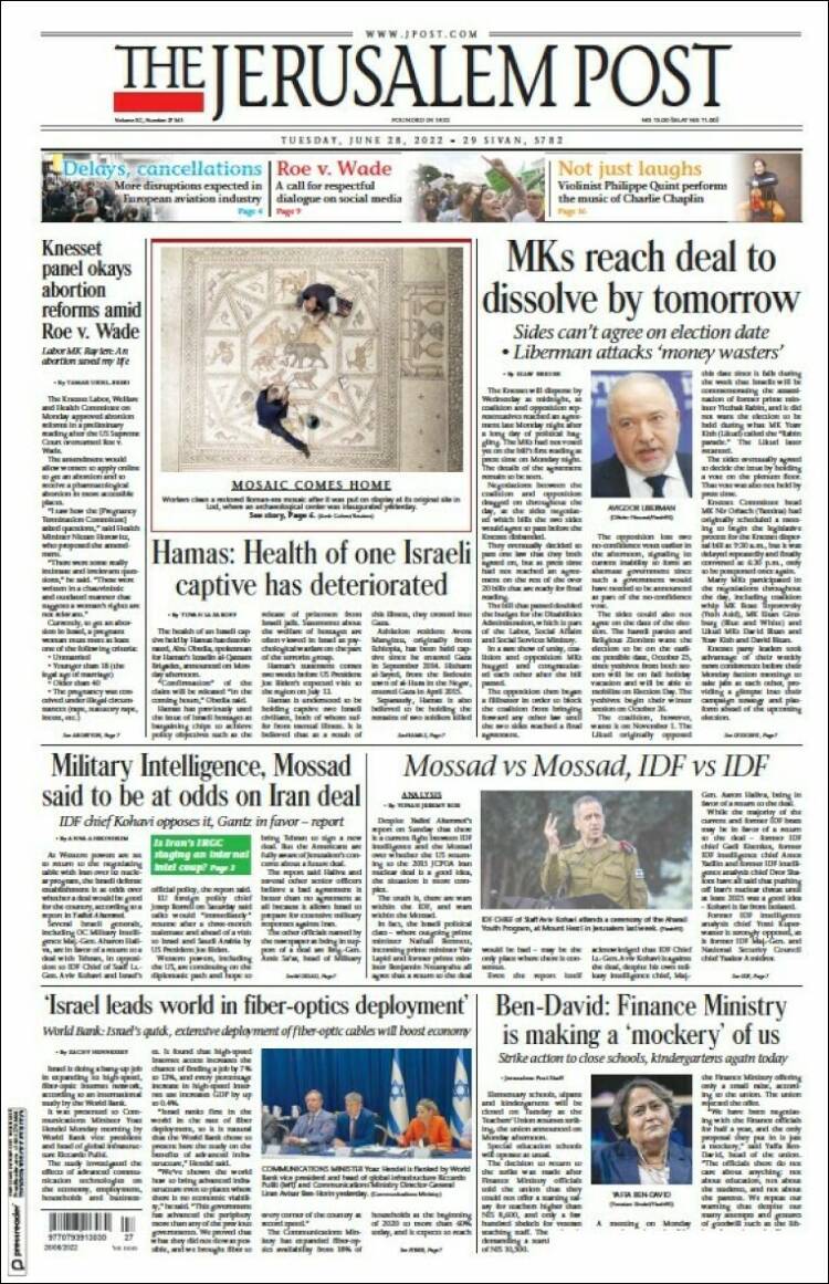 Portada de The Jerusalem Post (Israel)