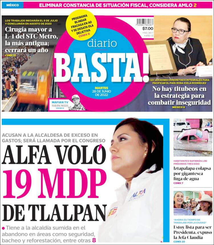 Portada de Diario Basta (M&eacute;xico)