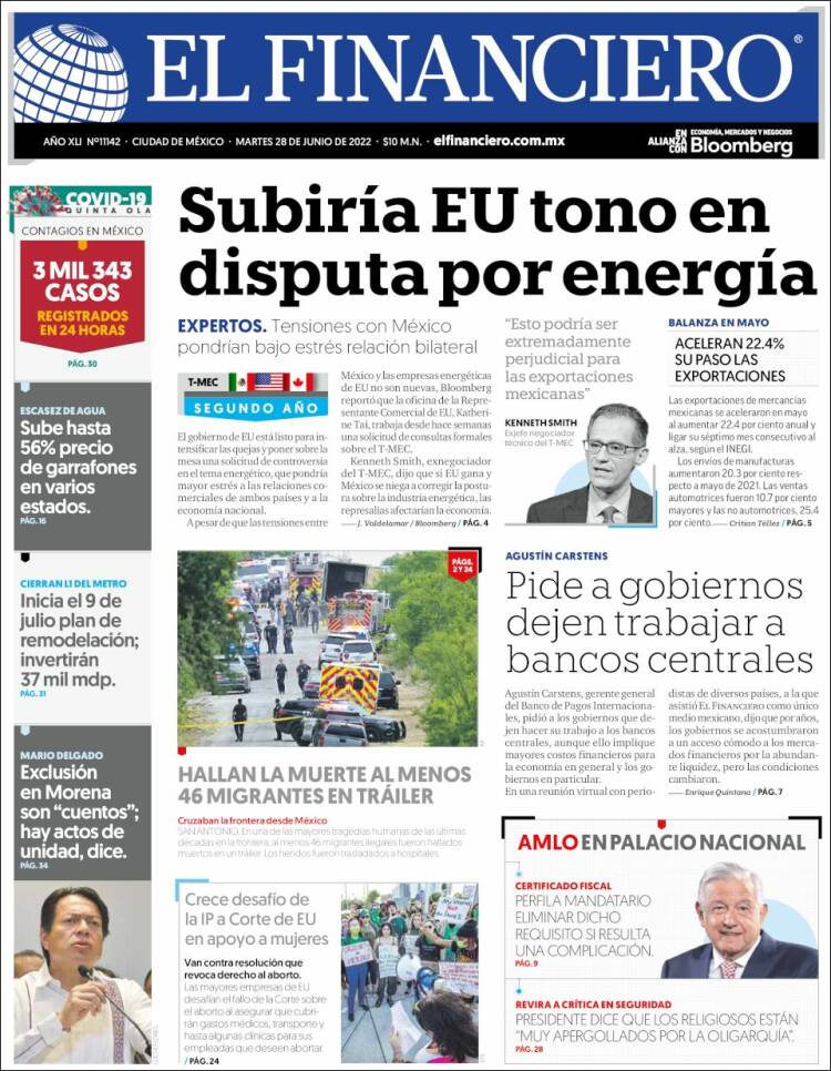 Portada de El Financiero (M&eacute;xico)