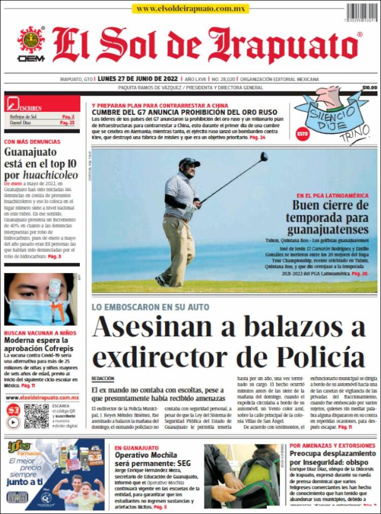 Portada de El Sol de Irapuato (M&eacute;xico)