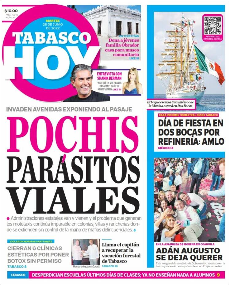 Portada de Tabasco Hoy (M&eacute;xico)
