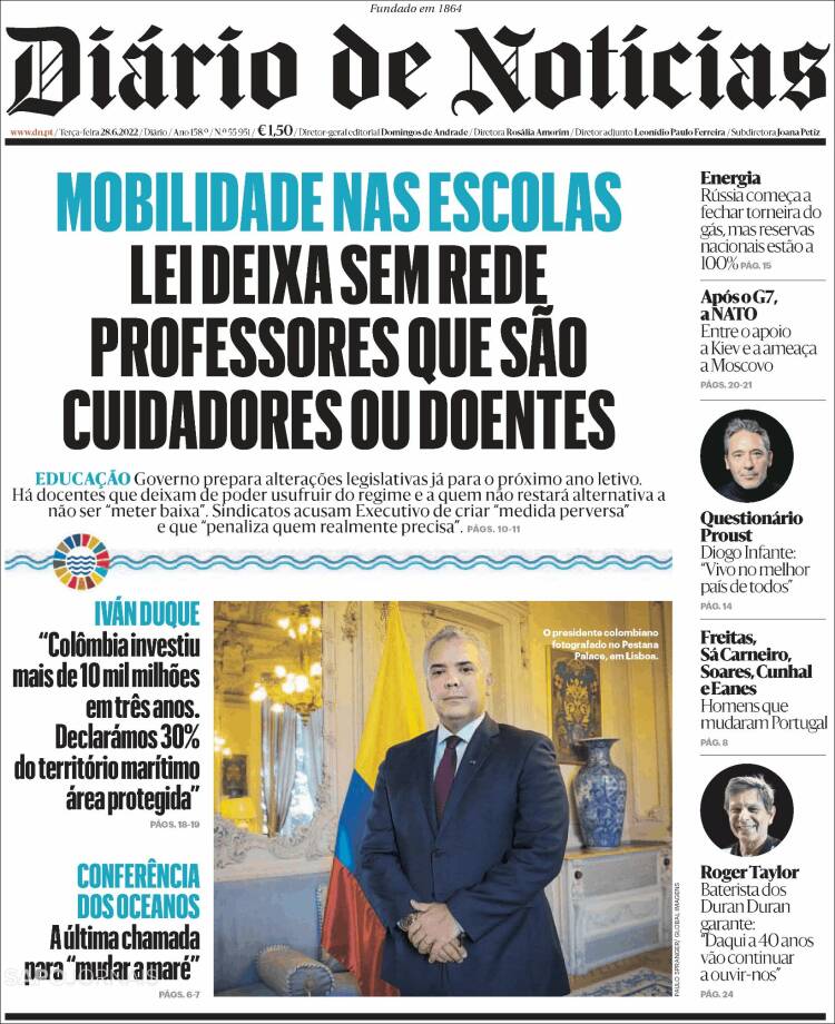 Portada de Diário de Noticias (Portugal)