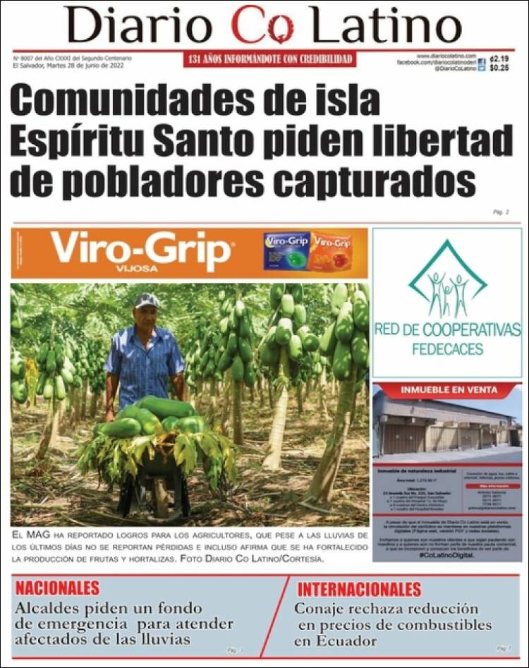 Portada de Diario Co Latino (El Salvador)