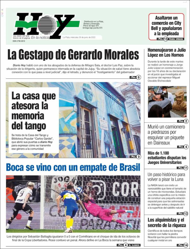 Portada de Diario Hoy (Argentina)