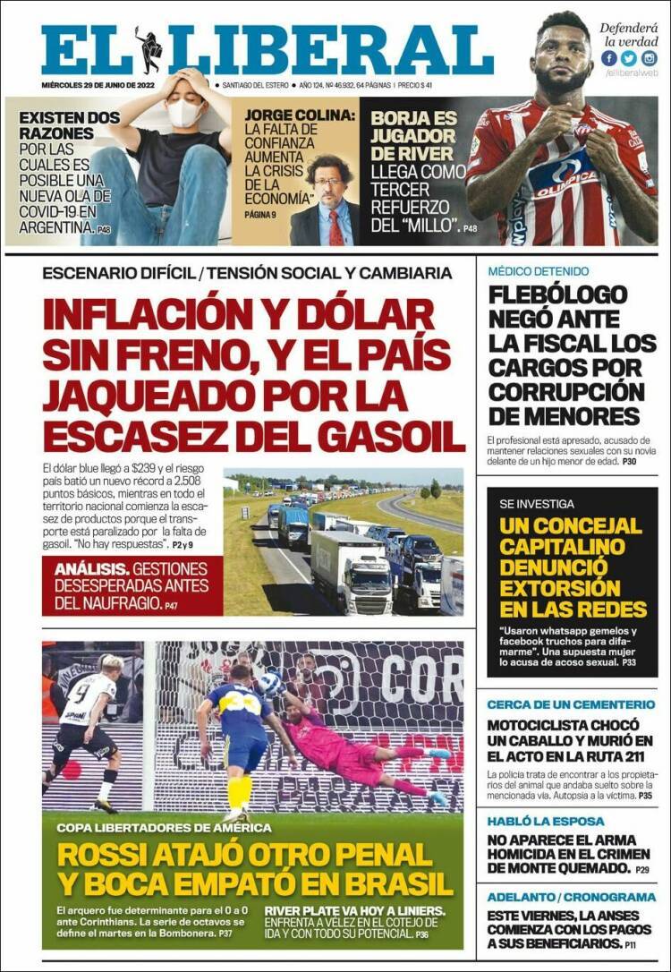 Portada de Diario El Liberal (Argentina)