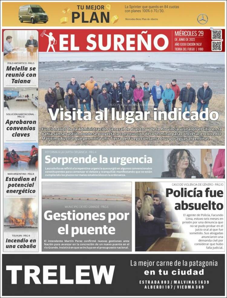 Portada de Diario El Sureño (Argentina)