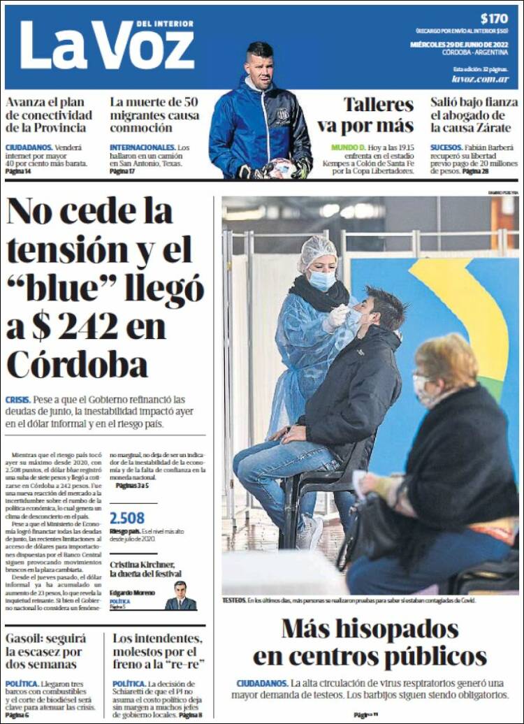 Portada de La Voz del Interior (Argentina)