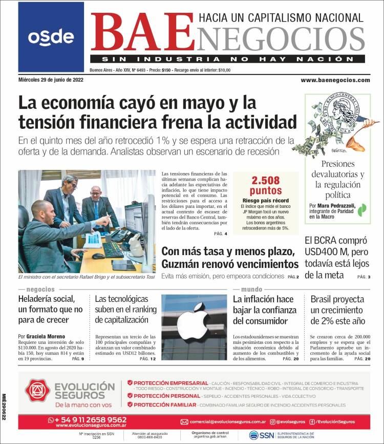 Portada de Buenos Aires Económico (Argentina)