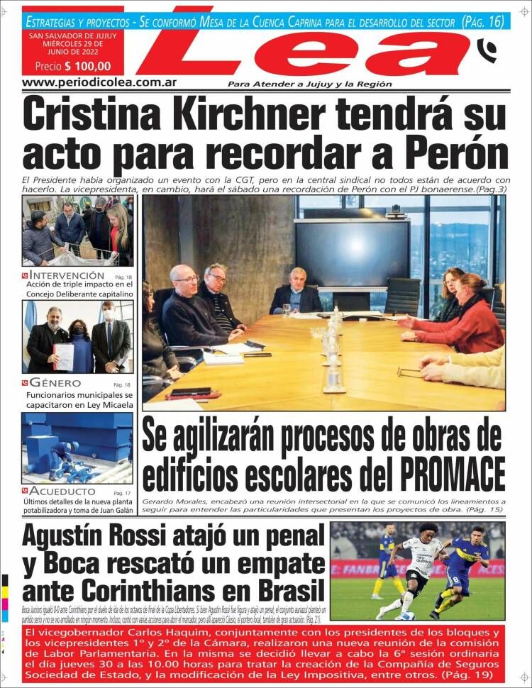 Portada de Periódico Lea (Argentina)