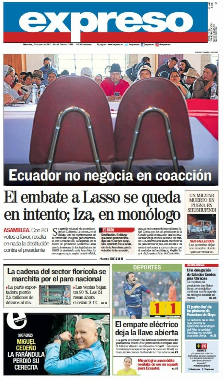 Portada de Expreso (Équateur)