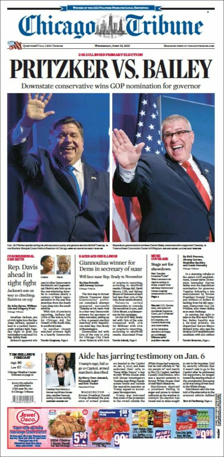 Portada de Chicago Tribune (USA)