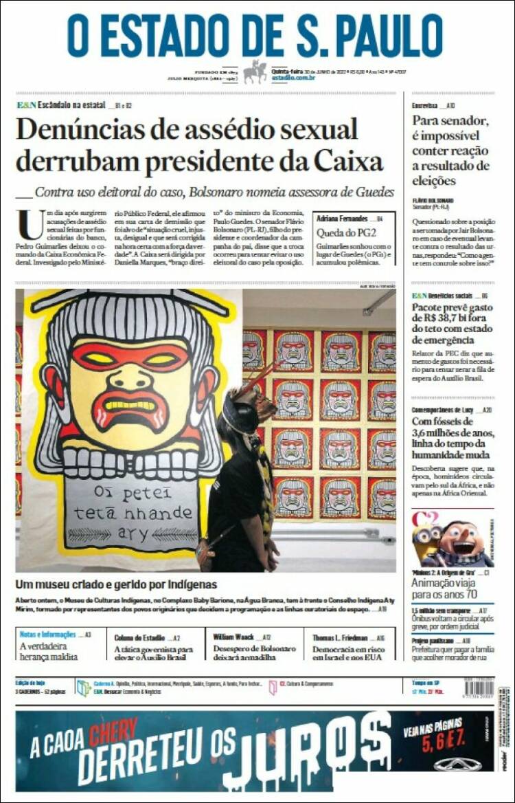 Portada de O Estado de São Paulo (Brasil)