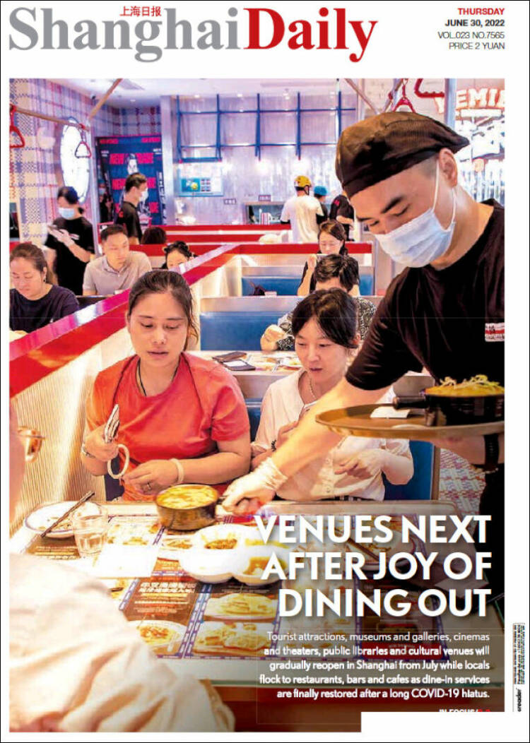 Portada de Shanghai Daily (China)