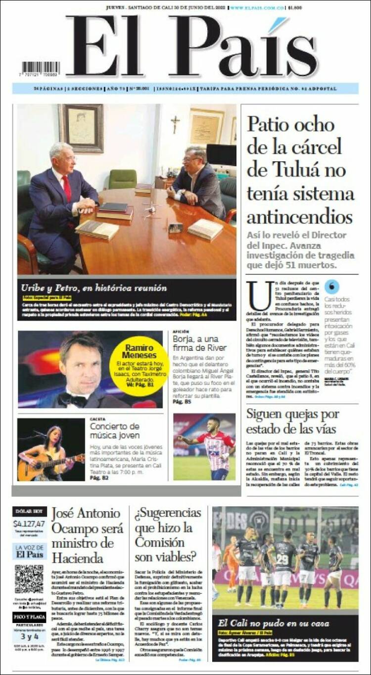 Portada de El País - Cali (Colombia)
